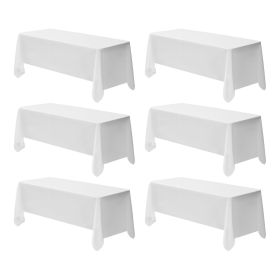White Tablecloths for Rectangle Tables, 6 Pack, 70 x 120 Inches, Reusable and Machine Washable Table Clothes