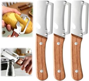 Multi-Functional Vegetable Peeler fo Kitchen: 2 in 1 Stainless Steel Peeler with Wooden Handle and Bottle Opener - Peelers for Potato Pumpkin Pap