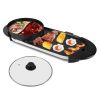 2 in 1 Electric Hot Pot with BBQ Grill Cooker 2200W Smokeless Non-Stick Korean BBQ Grill Shabu Shabu Hot Pot with Independent Temperature Control