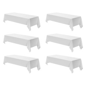 White Tablecloths for Rectangle Tables, 6 Pack, 60 x 102 Inches, Reusable and Machine Washable Table Clothes