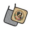 Bearded Collie and Flowers Pair of Pot Holders Kitchen Heat Resistant Pot Holders Sets Oven Hot Pads for Cooking Baking BBQ, 7 1/2 x 7 1/2