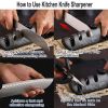 Knife Sharpener  3 Stage Kitchen Chef Knife and Scissor Sharpeners Restore Knives or Shears Blades Quickly Safely with Adjustable Angle Button fo