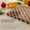Kitchen cutting board, upgraded grid cutting board, acacia wood cutting board, with drainage channels and handles, large butcher cutting board tr