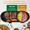 2 in 1 Electric Hot Pot with BBQ Grill Cooker 2200W Smokeless Non-Stick Korean BBQ Grill Shabu Shabu Hot Pot with Independent Temperature Control