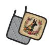 Belgian Malinois and Flowers Pair of Pot Holders Kitchen Heat Resistant Pot Holders Sets Oven Hot Pads for Cooking Baking BBQ, 7 1/2 x 7 1/2