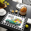 Spring Floral Pattern Heat Insulation Placemats, Washable Linen Texture Table Mats for Kitchen and Dining Room