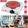1000W Electric Infrared Single Burner Portable Heating Hot Plate Stove Countertop RV Hotplate with 7.5' Glass Cooktop Stepless Temperature Adjust