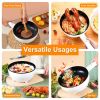 Electric Hot Pot Non-Stick Frying Pan Portable Rapid Noodles Cooker with Long Handle Steamer Spatula Dual Power Control Overheat Dry-Boil Protect